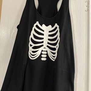 Tipsy Elves Black Tank Top with White Skeleton Design